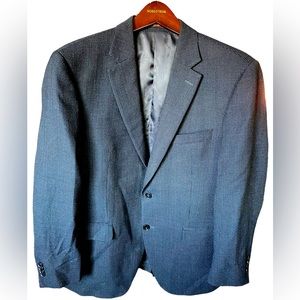 Peter Millar Blazer 42R 100% Wool, Navy blue with blue plaid